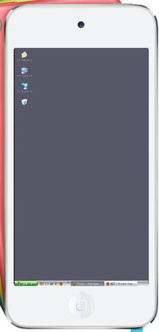 iPod Touchの画面へWindows XPをはめ込み