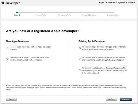 アップルIDの登録