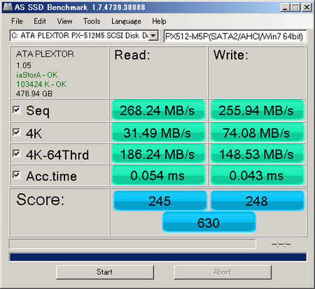 AS SSDでベンチマーク結果の比較-512GB