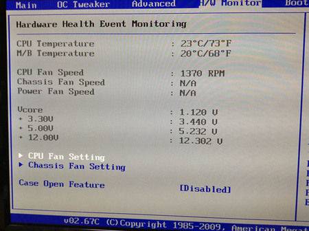 CPUとマザーボードの温度